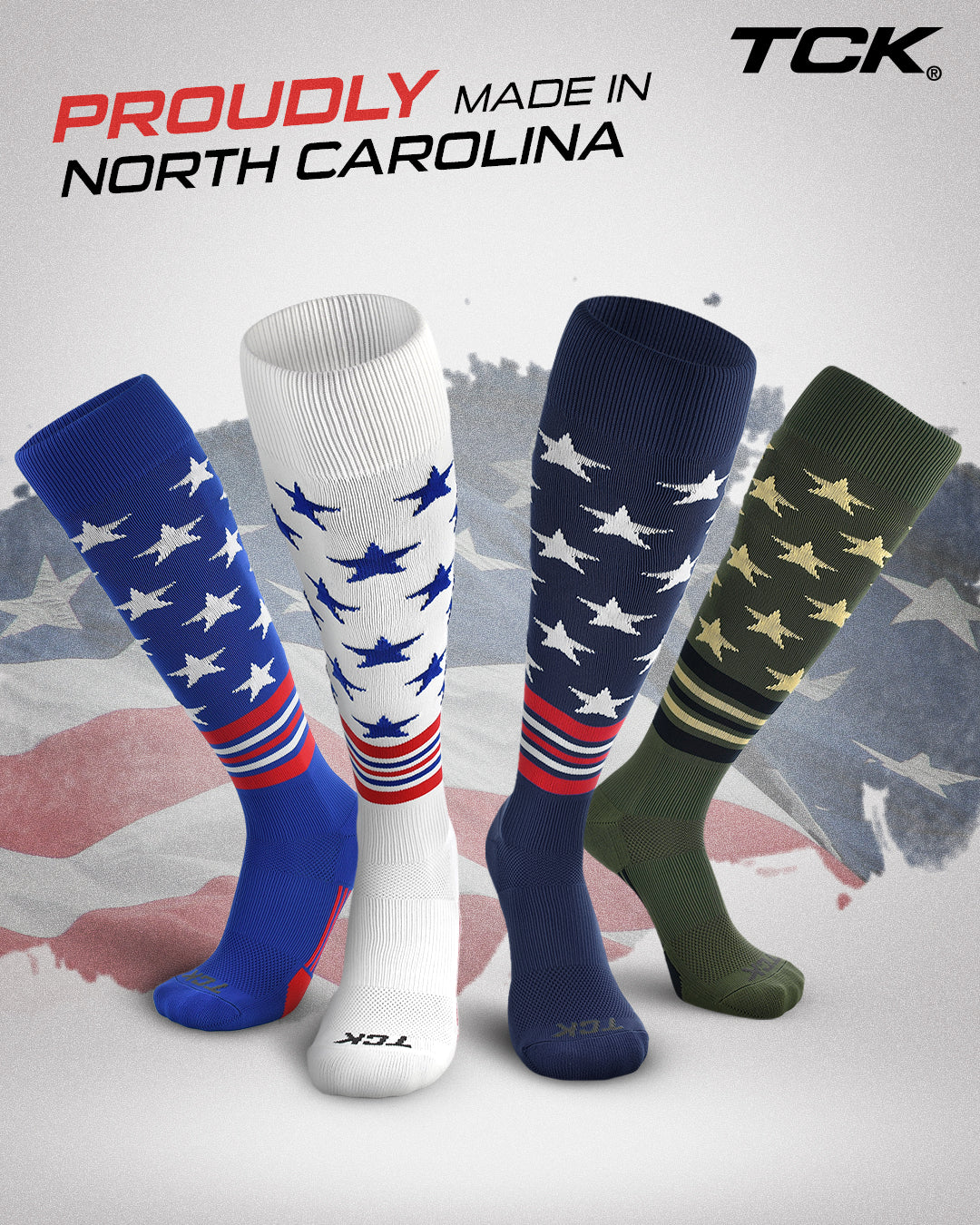 TCK Freedom Dugout USA Made Stars & Stripes OTC Socks
