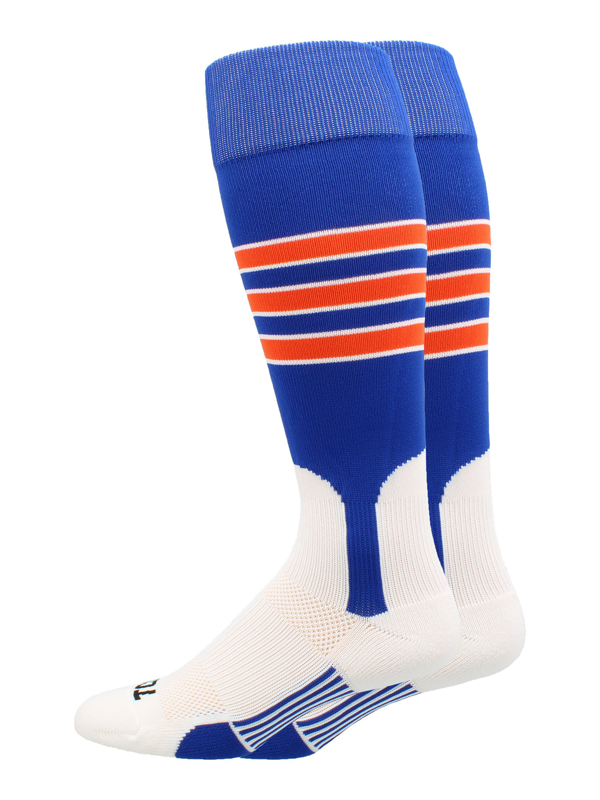 Baseball Stirrup Socks Pattern D (Royal/White/Orange, X-Large)