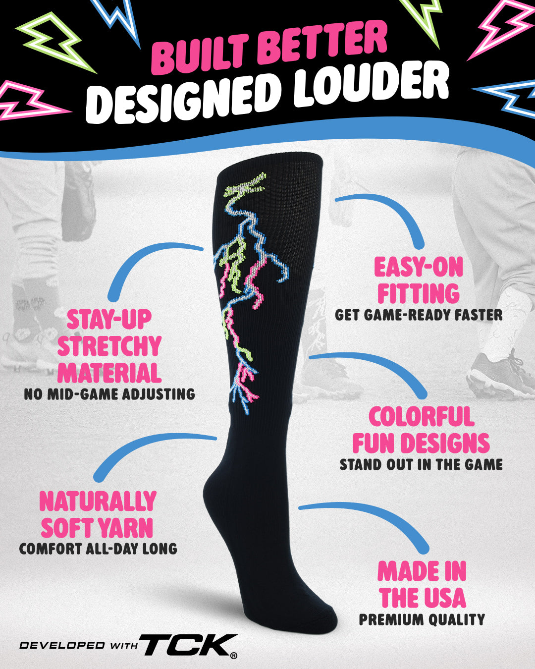 Lightning Bolt Tube Socks