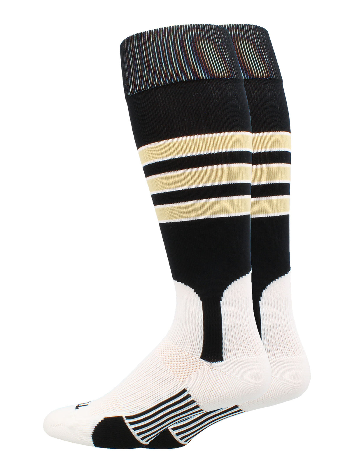 Baseball Stirrup Socks Pattern D (Black/White/Vegas Gold, X-Large)