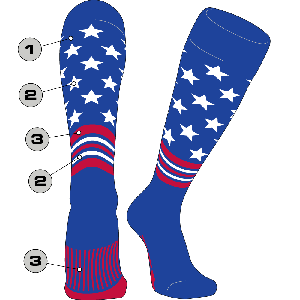 TCK Custom Baseball and Softball Socks - Dugout Freedom Pattern