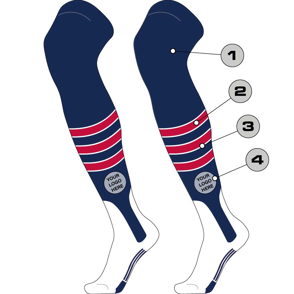 TCK Custom Over the Knee Baseball Stirrup Socks - Dugout Pattern D