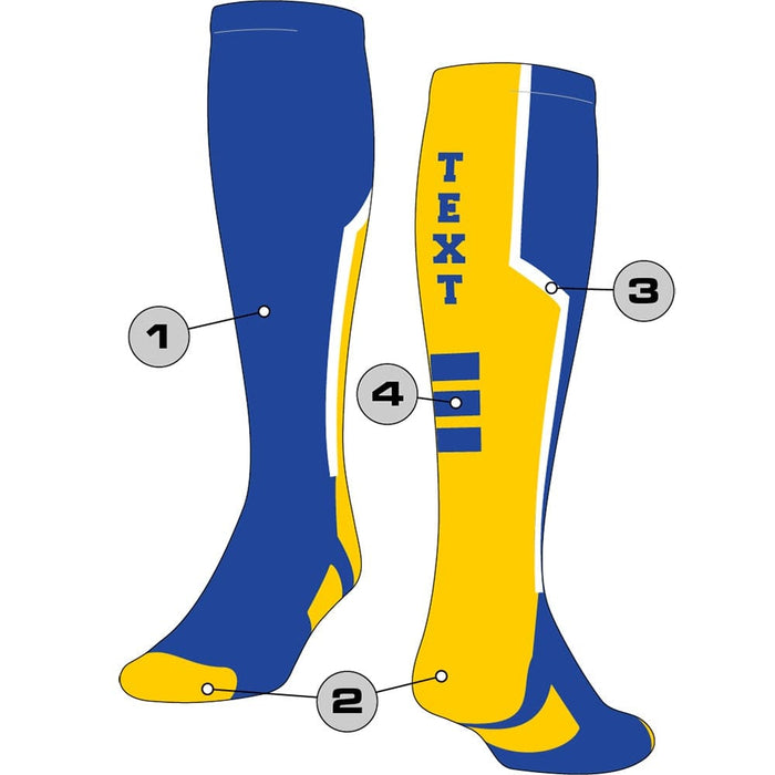 TCK Front/Rear/Accent/Text / Large Custom Over the Calf Socks - Perimeter