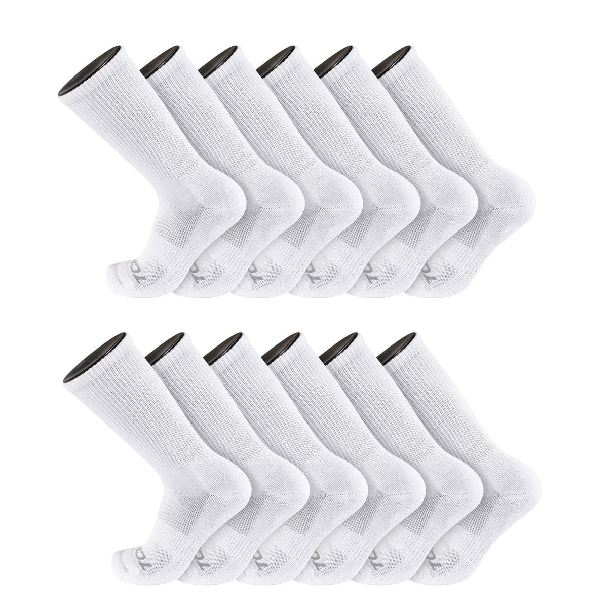 TCK 12 Pairs-White / X-Large Seamless, Cushioned Crew Socks: Moisture Wicking Work & Sport