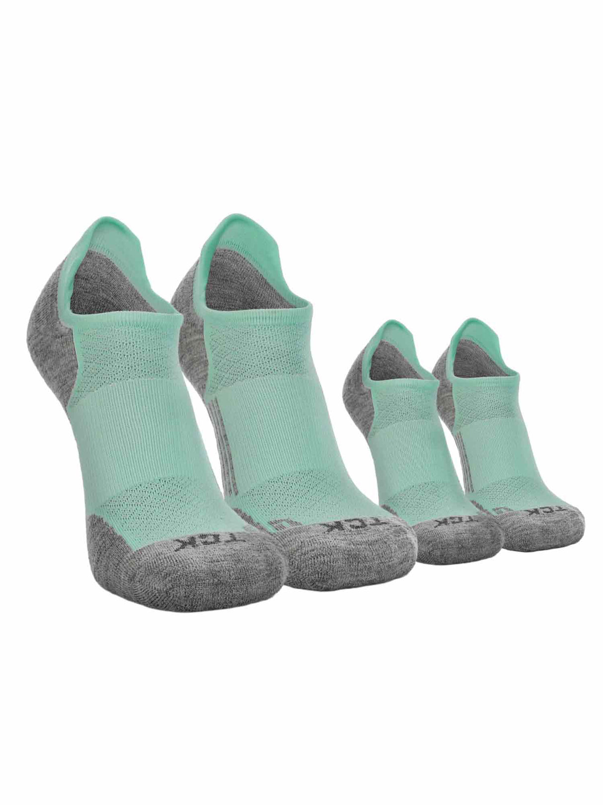 TCK 2 Pairs Mint/Heather Grey / Large Tour No Show Golf & Running Socks