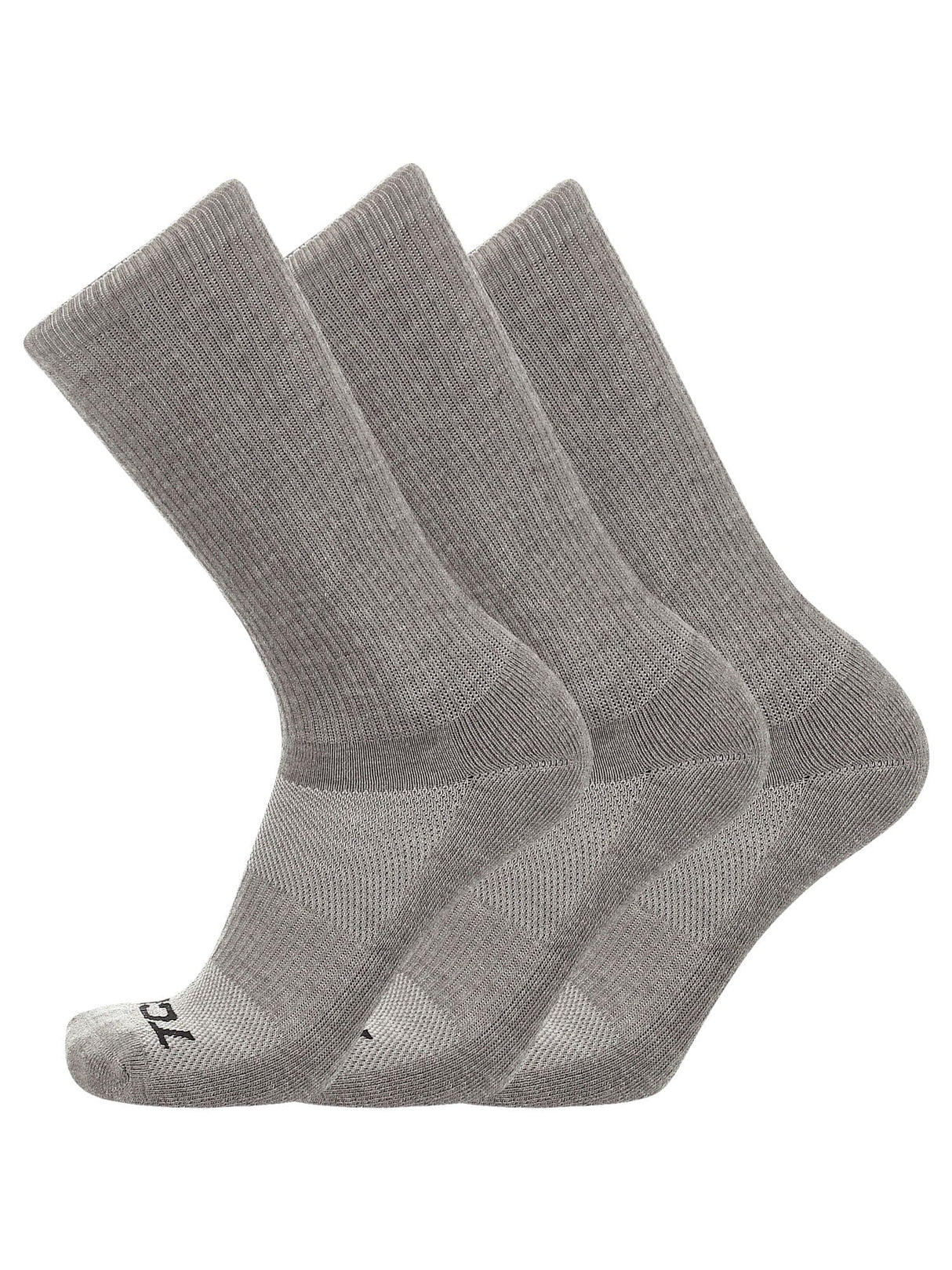 TCK 3 Pairs-Grey / Medium Seamless, Cushioned Crew Socks: Moisture Wicking Work & Sport