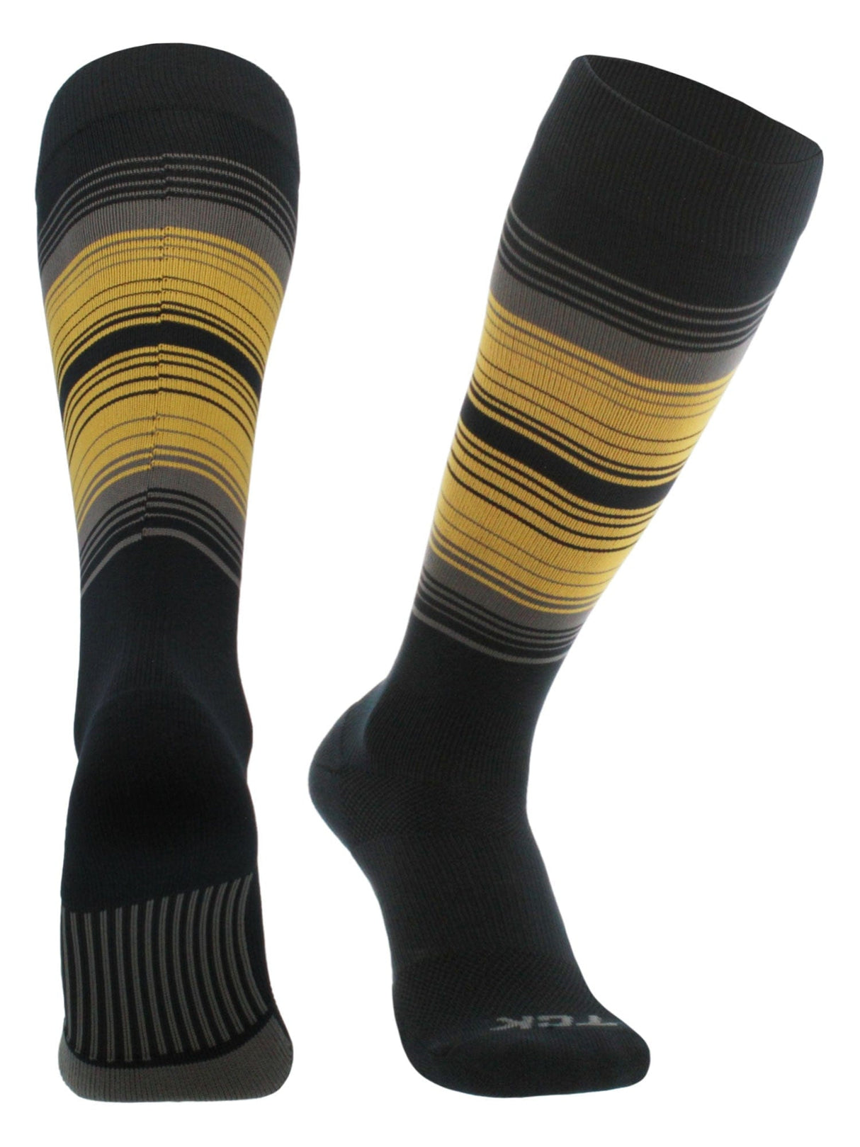 TCK Black/Granite/Old Gold / X-Large Dugout Socks For Baseball and Softball