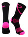TCK Black/Hot Pink / Large Pink Ribbon Awareness Socks Crew Length