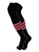 TCK Black/White/Scarlet / Large Over the Knee Baseball Socks Pattern D