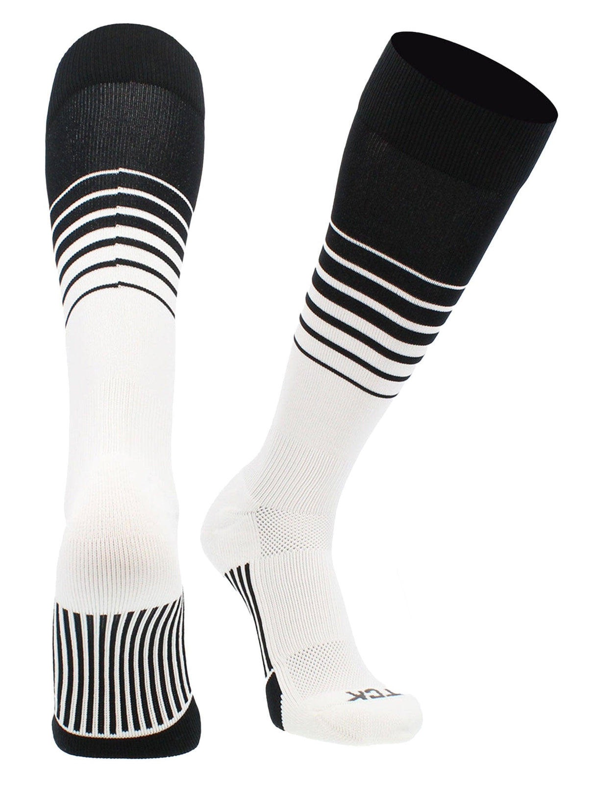 Elite Breaker Striped Socks: Extra Stretch for Shin Guards & Comfort