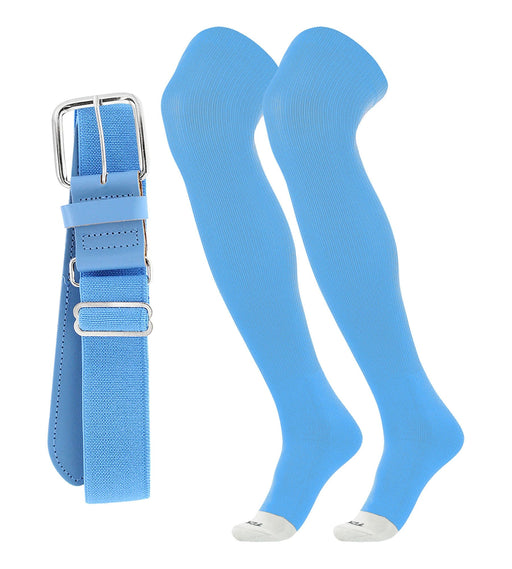 TCK Columbia Blue / Large Pro Plus Performance Sports Belt and Socks Combo Over the Knee