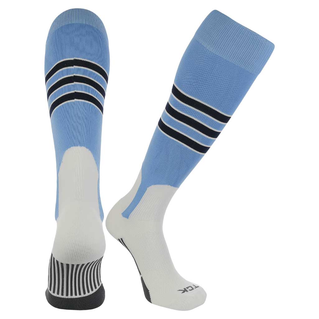 TCK Columbia Blue/White/Navy / Small Baseball Stirrup Socks with Stripes Pattern D
