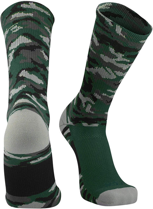 TCK Dark Green Camo / Large Elite Sports Socks Woodland Camo Crew
