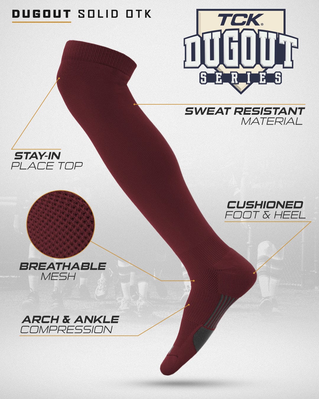 TCK Dugout Over the Knee Baseball Socks | Elite Athletic Sock