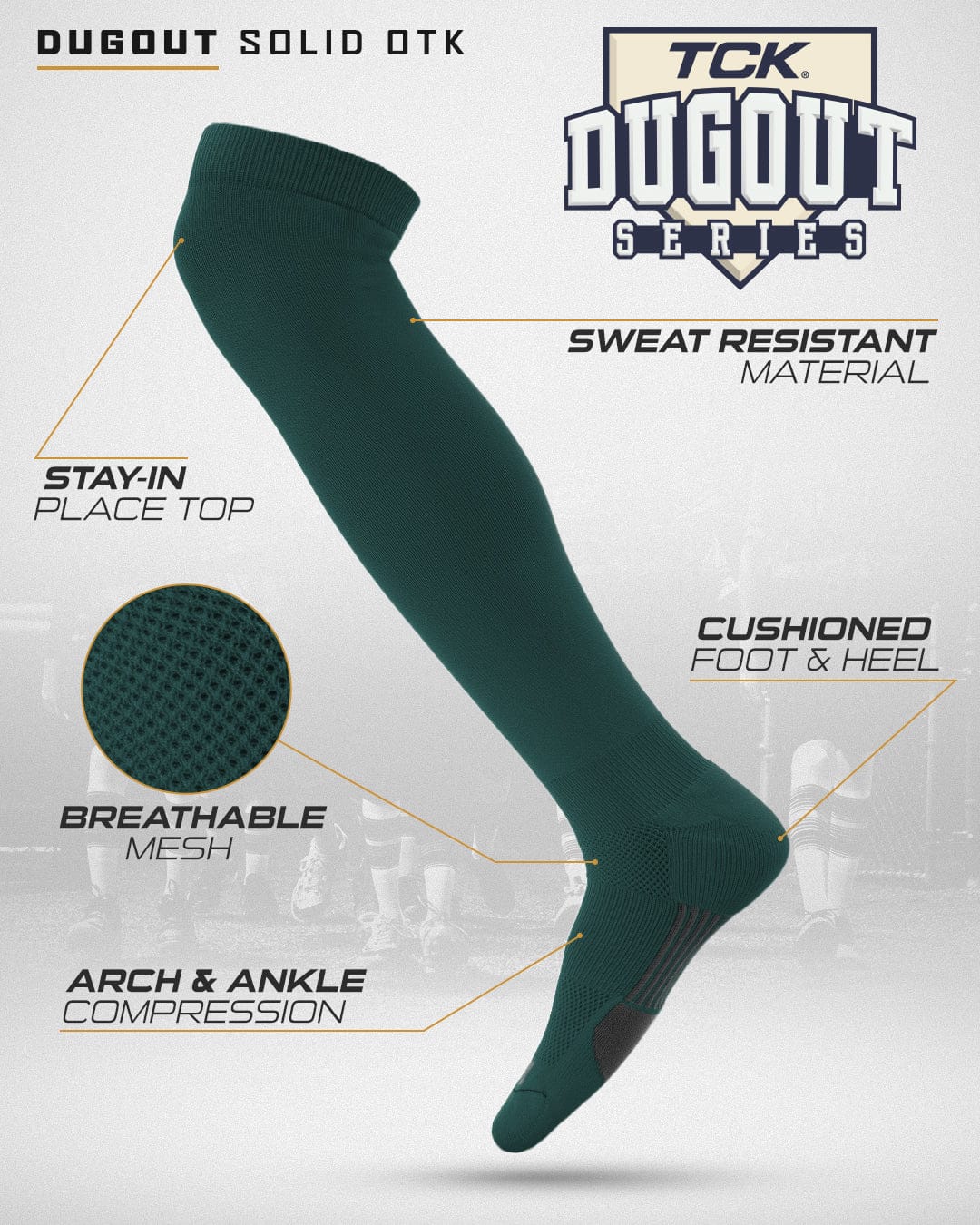 TCK Dugout Over the Knee Baseball Socks | Elite Athletic Sock