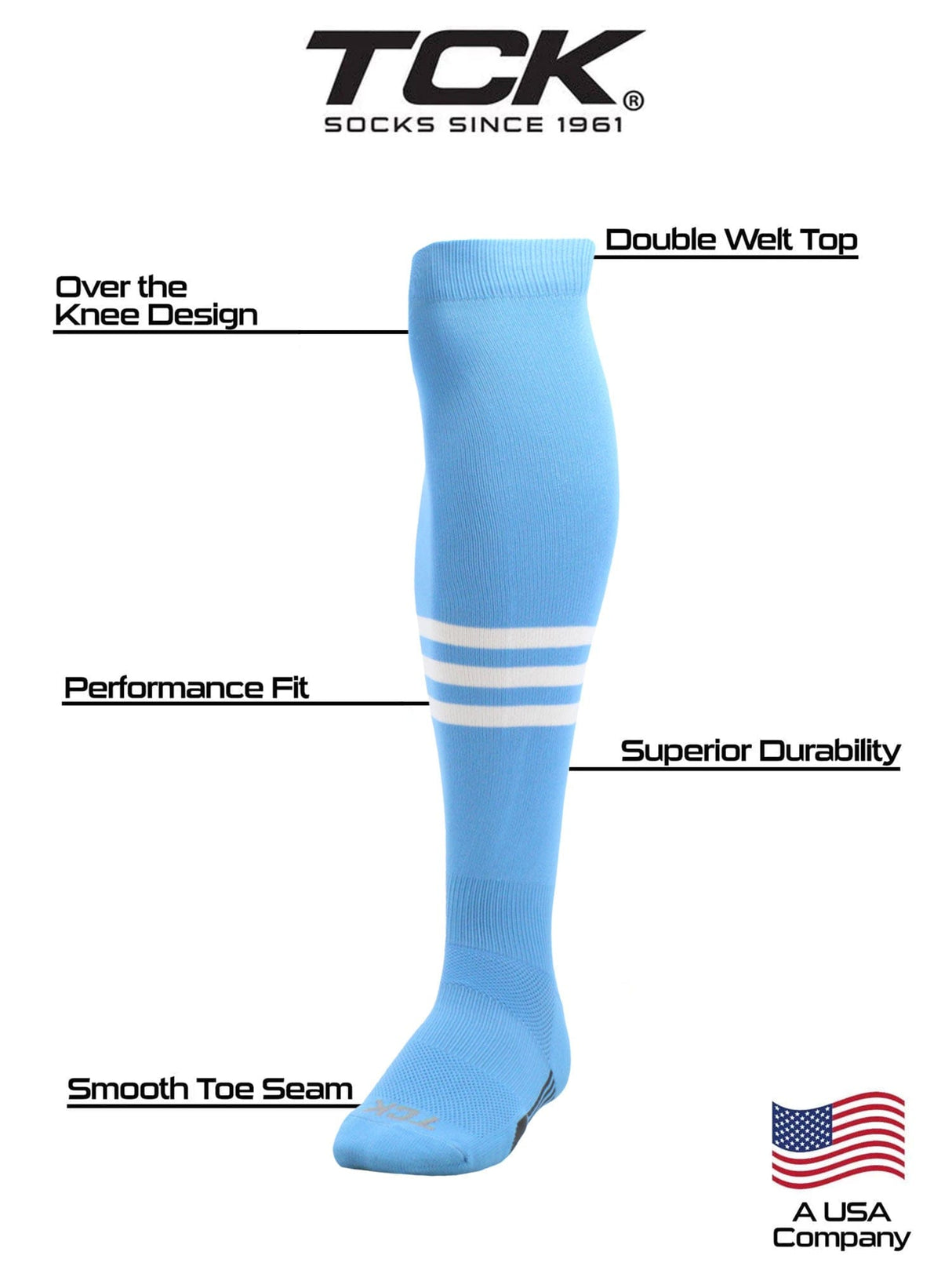 TCK Dugout Striped Over the Knee Baseball Socks Pattern B