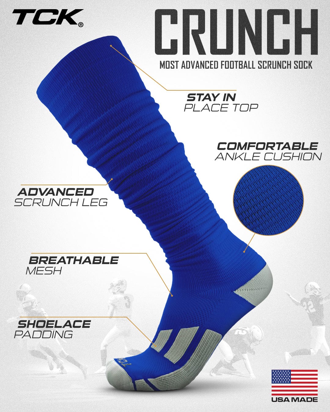 TCK Football Scrunch Socks For Men and Boys