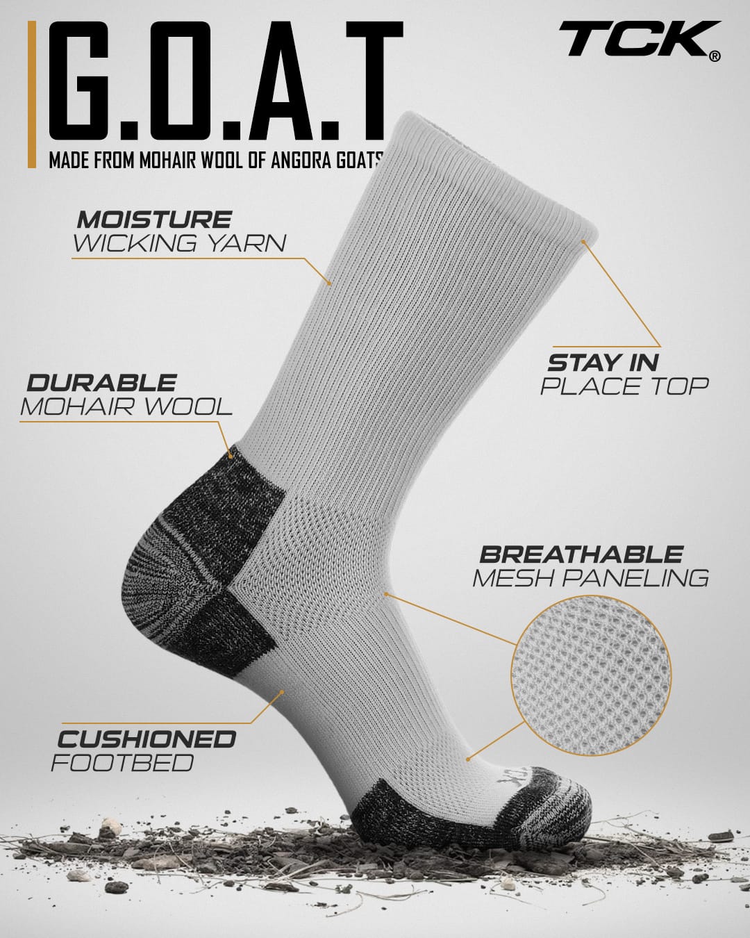 TCK GOAT Socks Crew Length