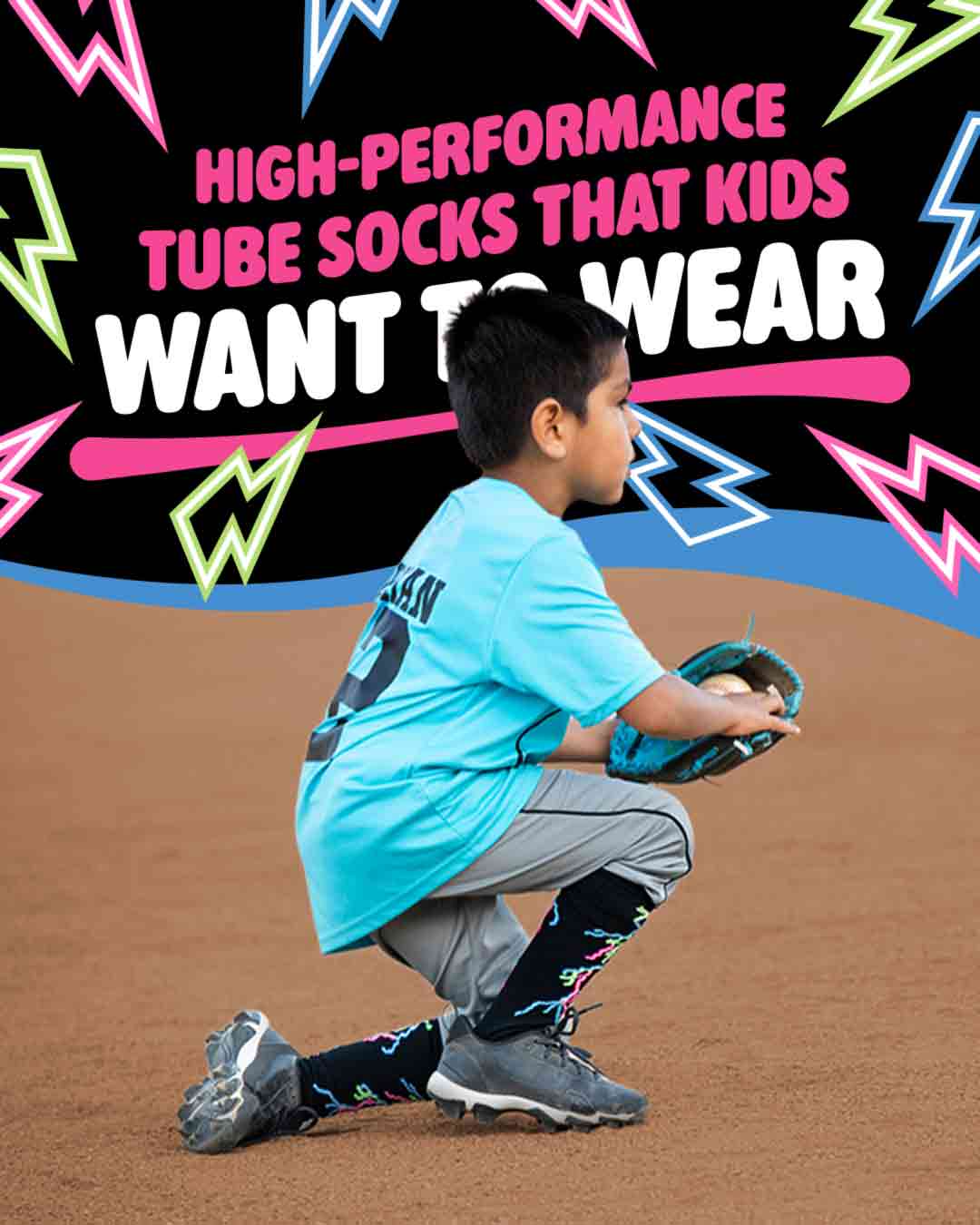 TCK Lightning Bolt Athletic Knee High Socks