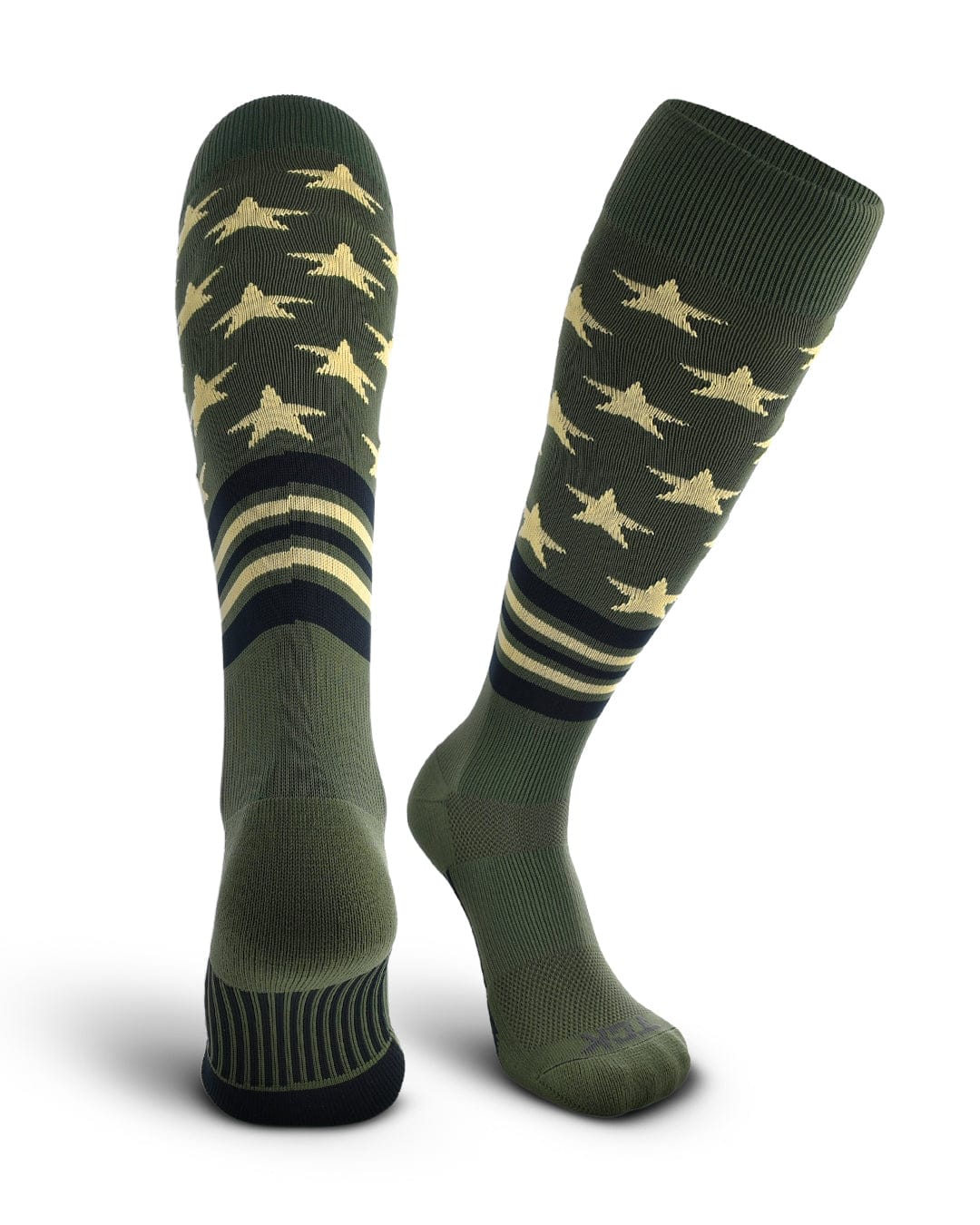 TCK Military Green/Vegas Gold/Black / Small TCK Freedom Dugout USA Made Stars & Stripes OTC Socks