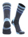 TCK Navy/Columbia Blue / Large Striped Merino Wool Hiking Socks For Men & Women