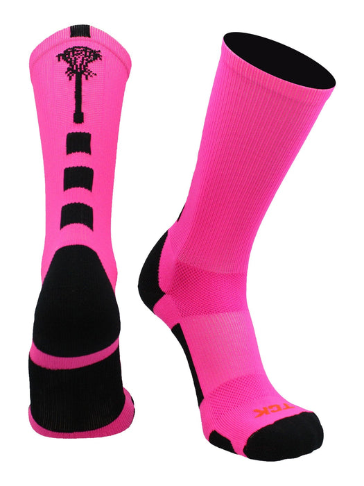 TCK Neon Pink/Black / Large Lacrosse Socks Midline Logo Crew