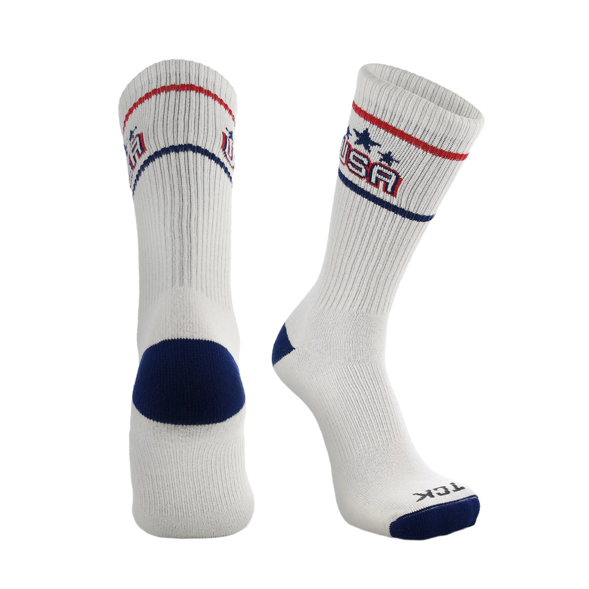 TCK Off-White/Scarlet/Dark Royal / Large TCK Vintage USA Crew Socks For Men and Women