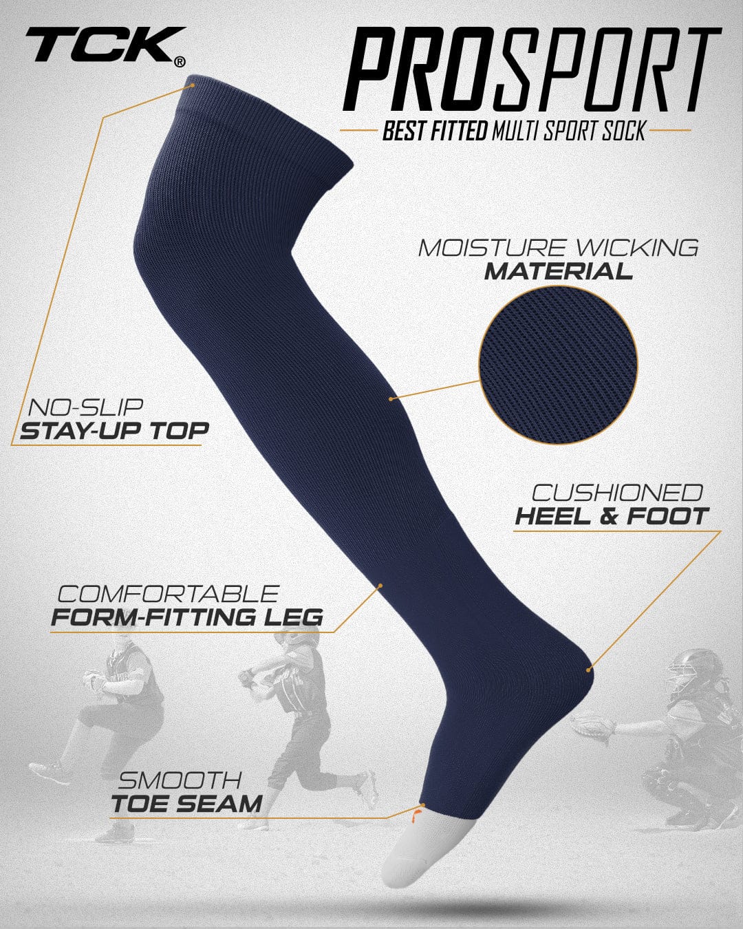 TCK Prosport - Long Over the Knee Socks for Baseball & Football - Youth Sizes