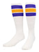 TCK Purple/Gold / Medium Retro Tube Socks 3 Stripes Over the Calf