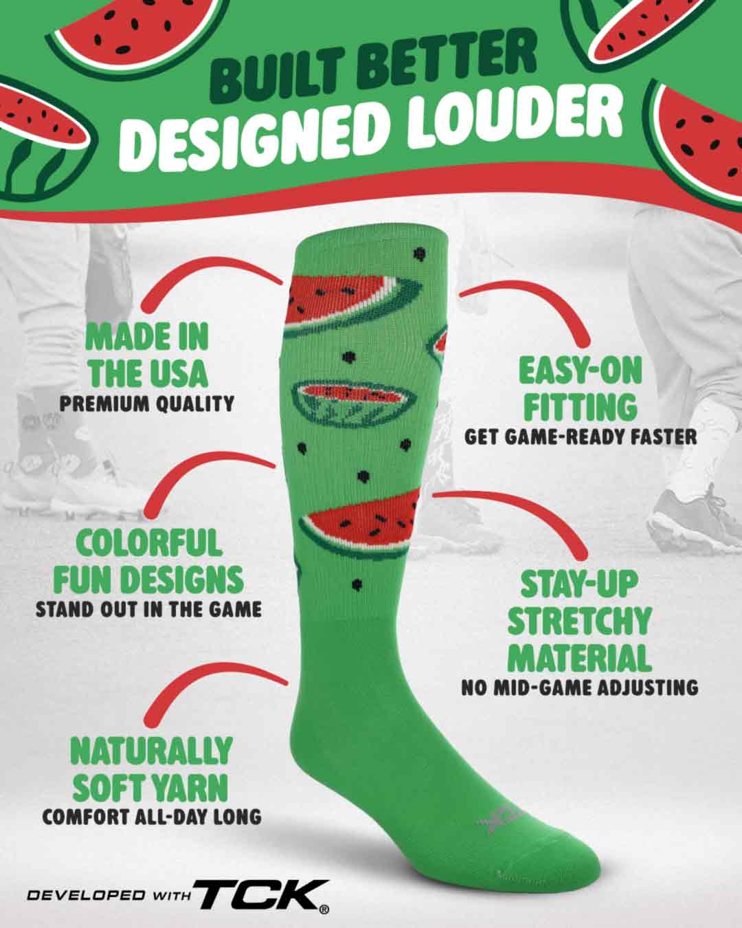 TCK Watermelon Athletic Knee High Socks
