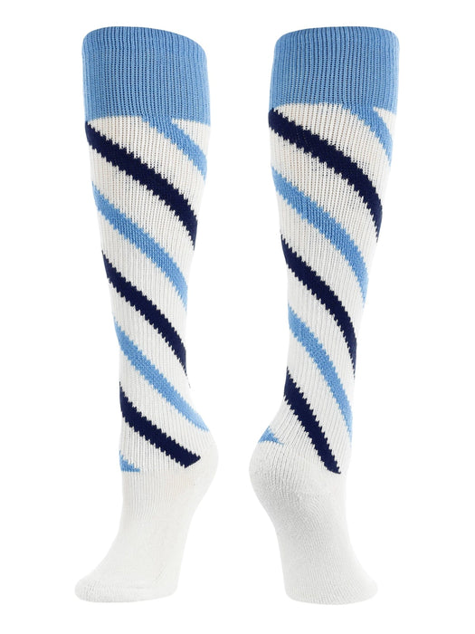 TCK White/Columbia Blue/Navy / Small Candy Stripes Softball Socks Knee High