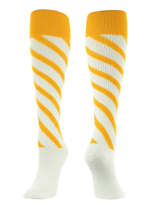 TCK White/Gold/Gold / Small Candy Stripes Softball Socks Knee High