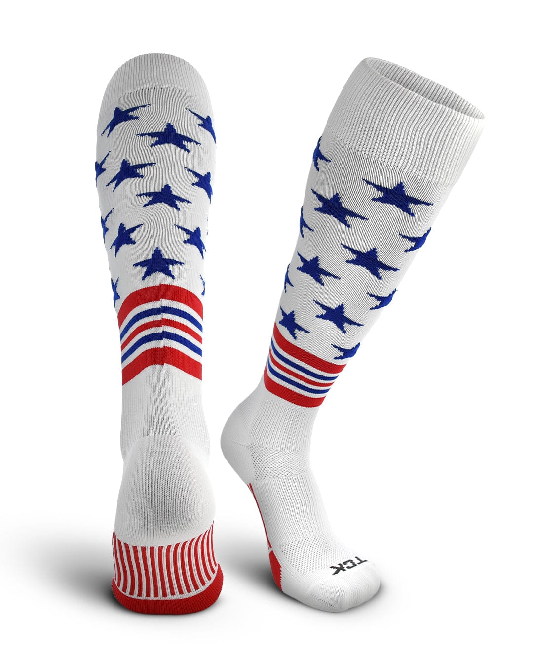TCK White/Scarlet/Royal / Small TCK Freedom Dugout USA Made Stars & Stripes OTC Socks
