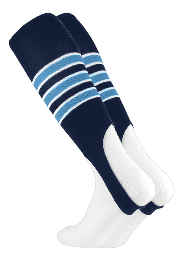 TCK Navy/White/Columbia Blue / Medium Striped Baseball Stirrups 7 Inch Pattern D