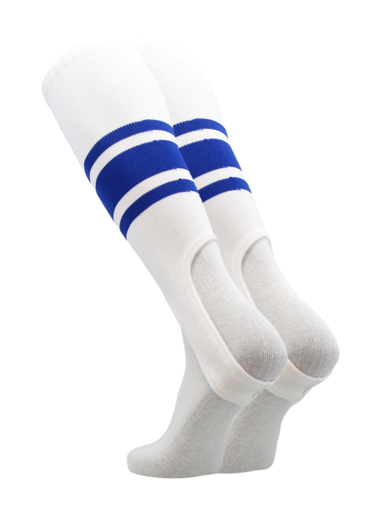 TCK White/Royal / Large White Stirrups for Softball and Baseball with Stripes