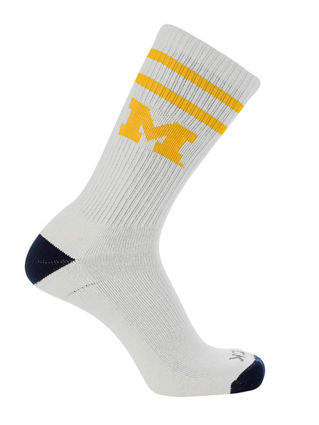 Michigan Wolverines Socks - Vintage Striped, NCAA Licensed (Large)