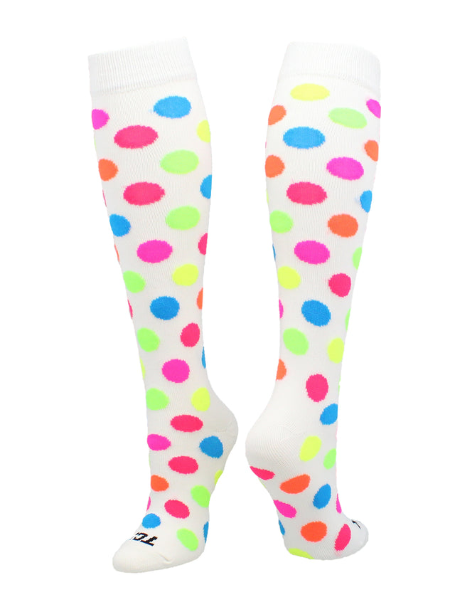 Krazisox White with Neon Polka Dots Socks