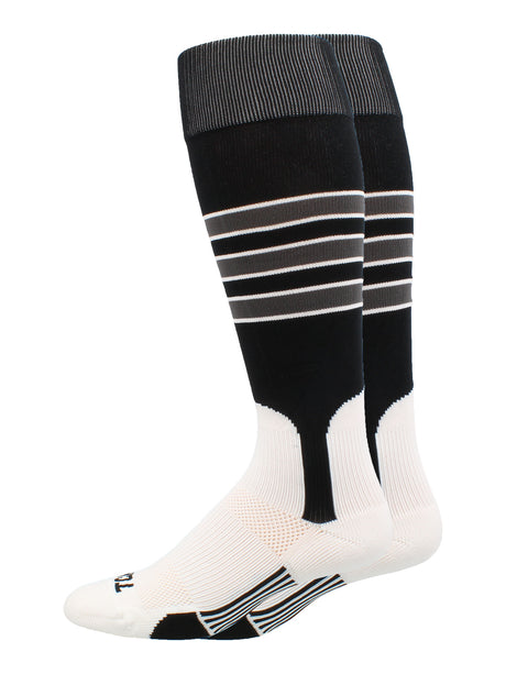 Baseball Stirrup Socks Pattern D (Black/White/Graphite, X-Large)