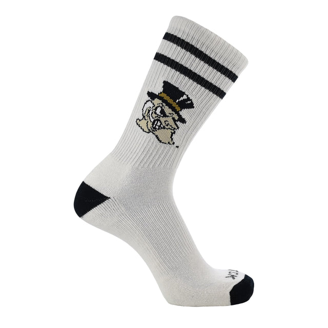 Wake Forest Demon Deacons Socks | Vintage Soft Cotton Sock with Stripes – NCAA Licensed | Old Gold & Black Wake Forest University | College Gameday Apparel for Men & Women | Men's & Women's (Large)