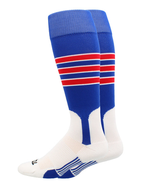 Baseball Stirrup Socks Pattern D (Royal/White/Scarlet, X-Large)