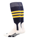 Baseball Stirrup Socks Pattern D (Navy/White/Gold, X-Large)