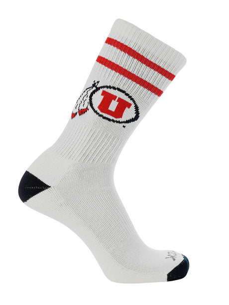 Utah Utes Socks - Vintage Striped, NCAA Licensed (Large)