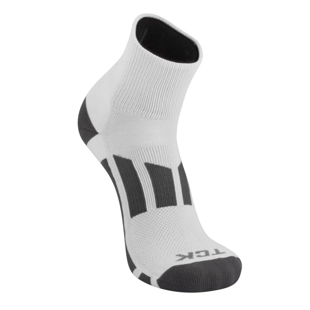 TCK Elite Performance Solid Color Quarter Crew Socks (White, Medium)