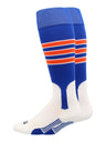 Baseball Stirrup Socks Pattern D (Royal/White/Orange, X-Large)