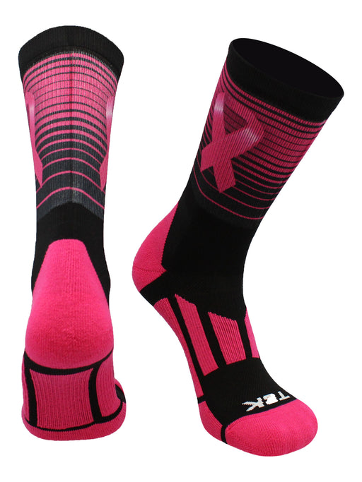 Breast Cancer Awareness Striped Crew Socks