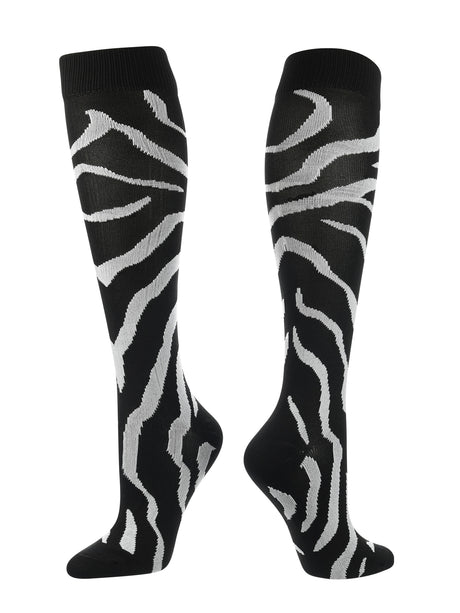 TCK Sports Krazisox Zebra Stripe Socks (Black/White, Small)