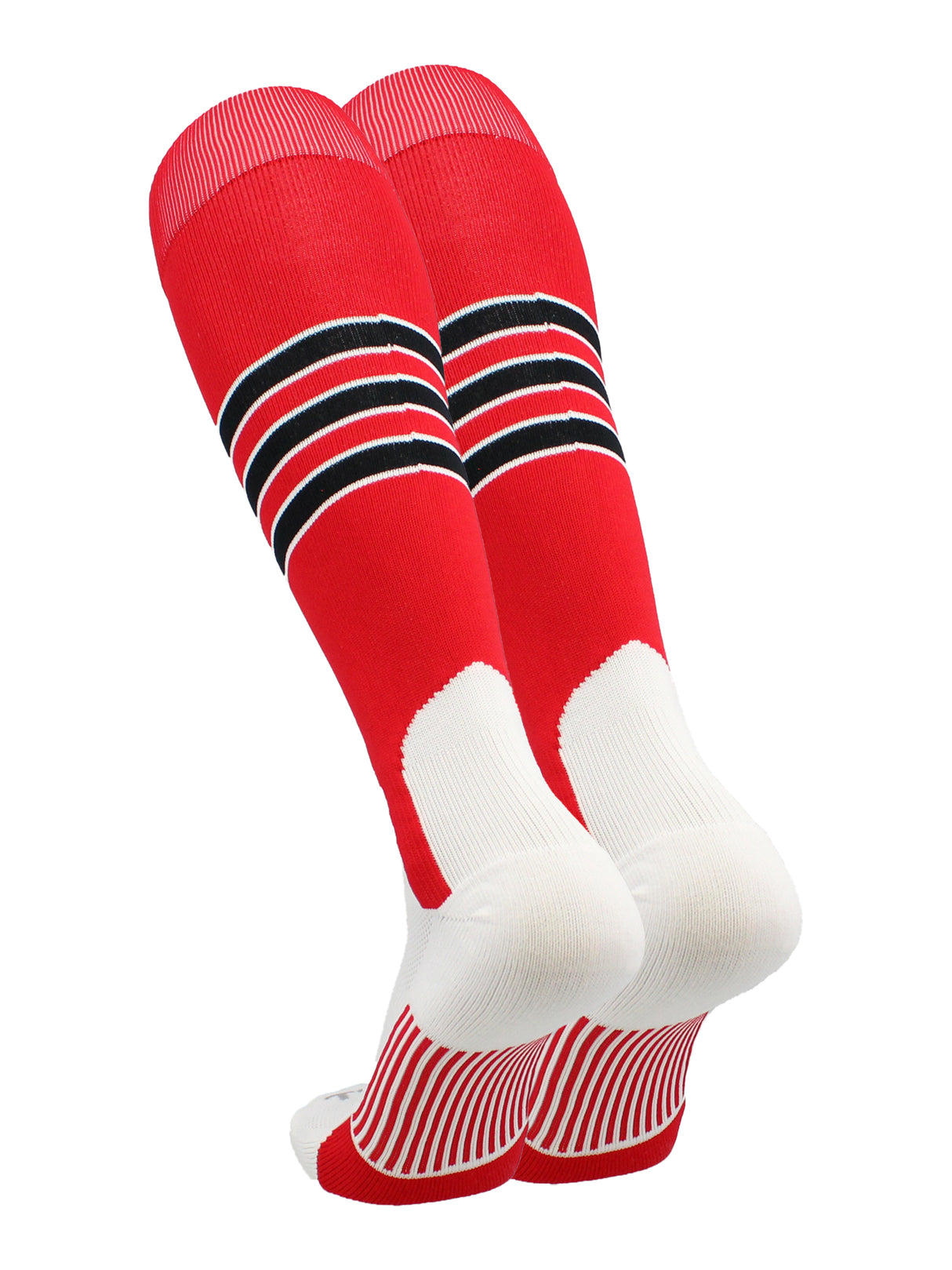 Baseball Stirrup Socks Pattern D (Scarlet/White/Black, X-Large)