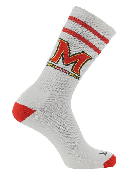 Maryland Terrapins Socks - Vintage Striped, NCAA Licensed (Large)