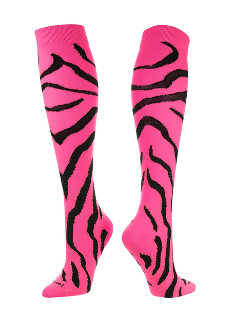 TCK Sports Krazisox Zebra Stripe Socks (Hot Pink/Black, Small)