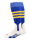Baseball Stirrup Socks Pattern D (Royal/White/Gold, X-Large)
